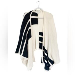 Brochu Walker Alpaca Wool Stripes City Poncho Shawl One Size
